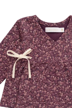 Organic Cotton Clemence Wrap Top - Fig Floral