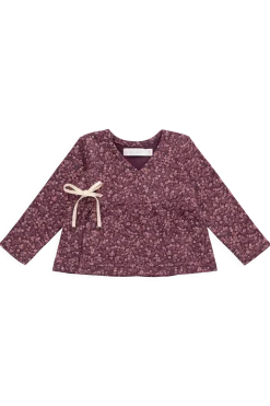 Organic Cotton Clemence Wrap Top - Fig Floral