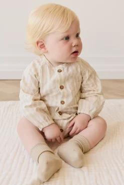 Organic Cotton Ellis Playsuit - Variegated Stripe Foam