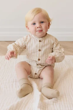 Organic Cotton Ellis Playsuit - Variegated Stripe Foam