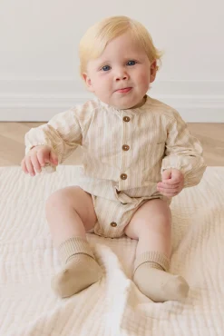 Organic Cotton Ellis Playsuit - Variegated Stripe Foam