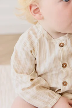 Organic Cotton Ellis Playsuit - Variegated Stripe Foam
