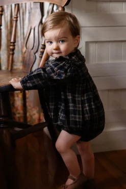 Organic Cotton Elowen Playsuit - Woodland Check