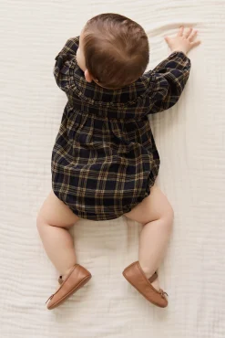 Organic Cotton Elowen Playsuit - Woodland Check
