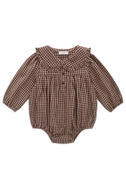 Organic Cotton Elowen Playsuit - Cinnamon Gingham