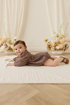 Organic Cotton Elowen Playsuit - Cinnamon Gingham