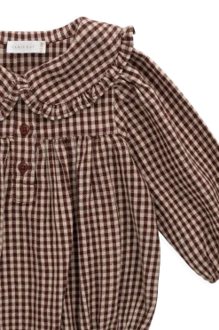 Organic Cotton Elowen Playsuit - Cinnamon Gingham