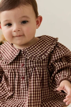 Organic Cotton Elowen Playsuit - Cinnamon Gingham