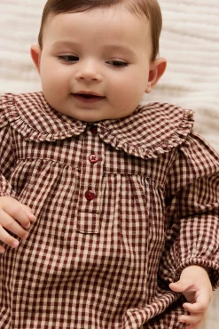 Organic Cotton Elowen Playsuit - Cinnamon Gingham