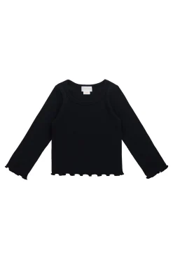 Organic Cotton Fine Rib Agathe Top - Ebony