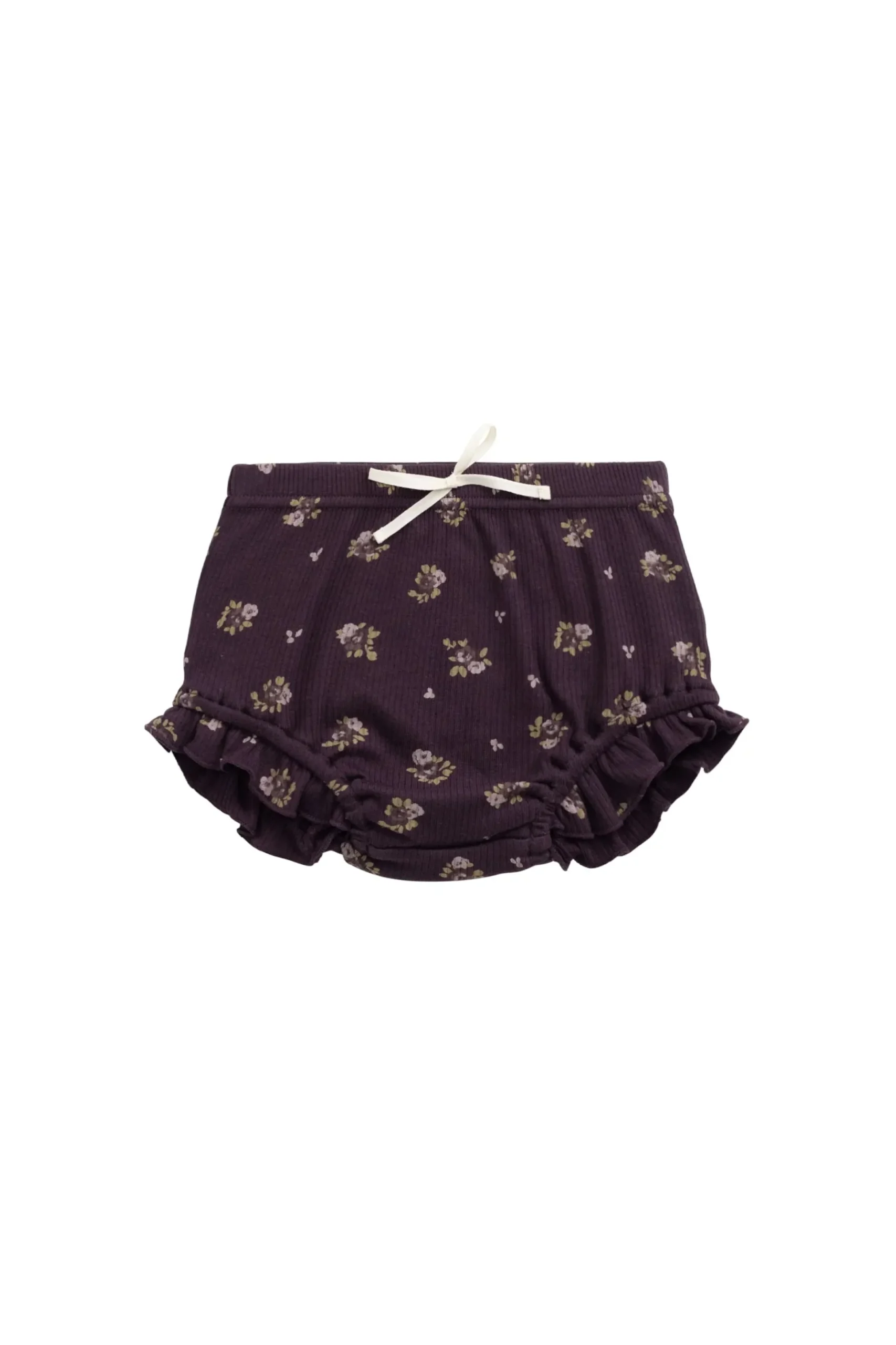 Organic Cotton Fine Rib Frill Bloomer - Simone Huckleberry