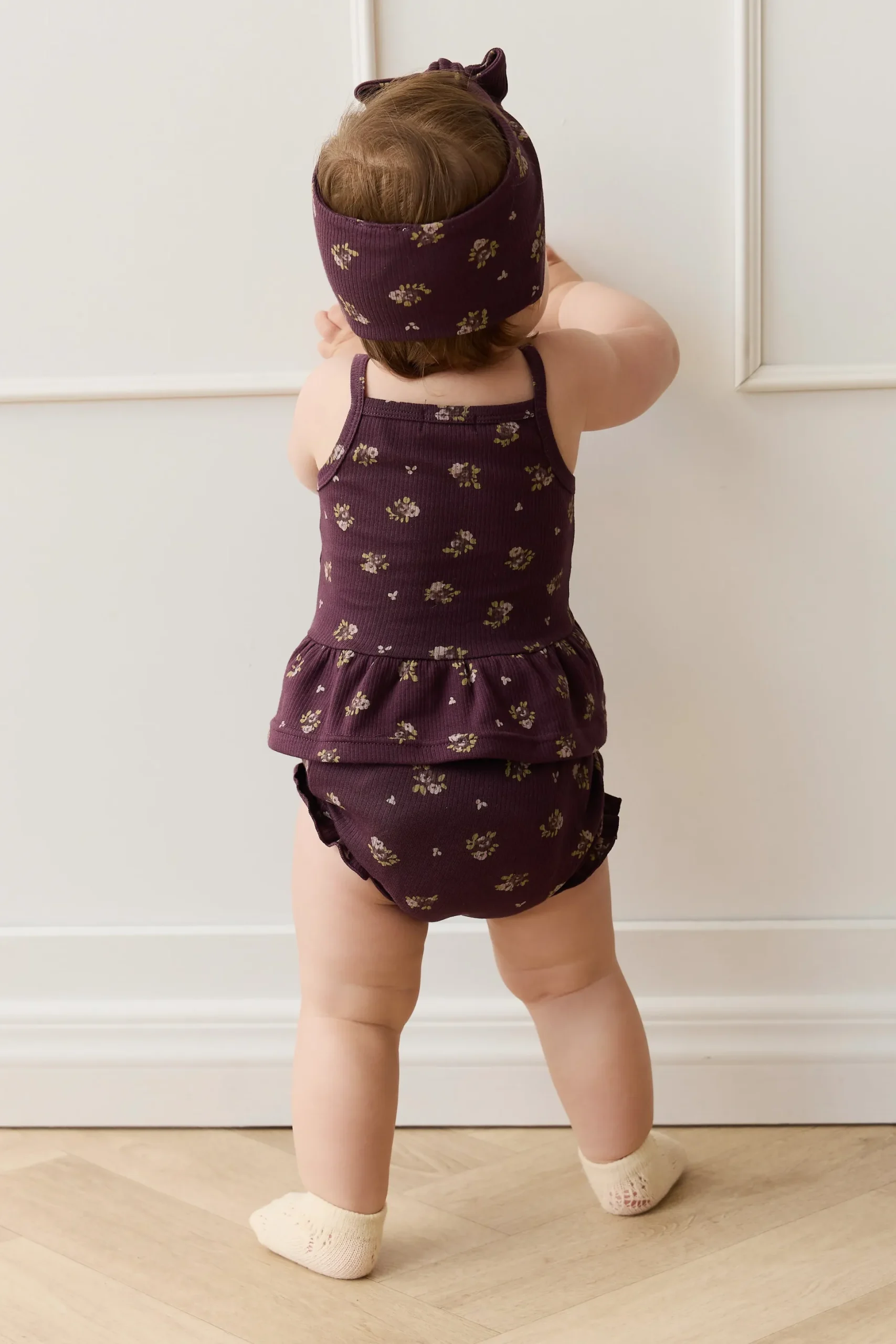 Organic Cotton Fine Rib Frill Bloomer - Simone Huckleberry