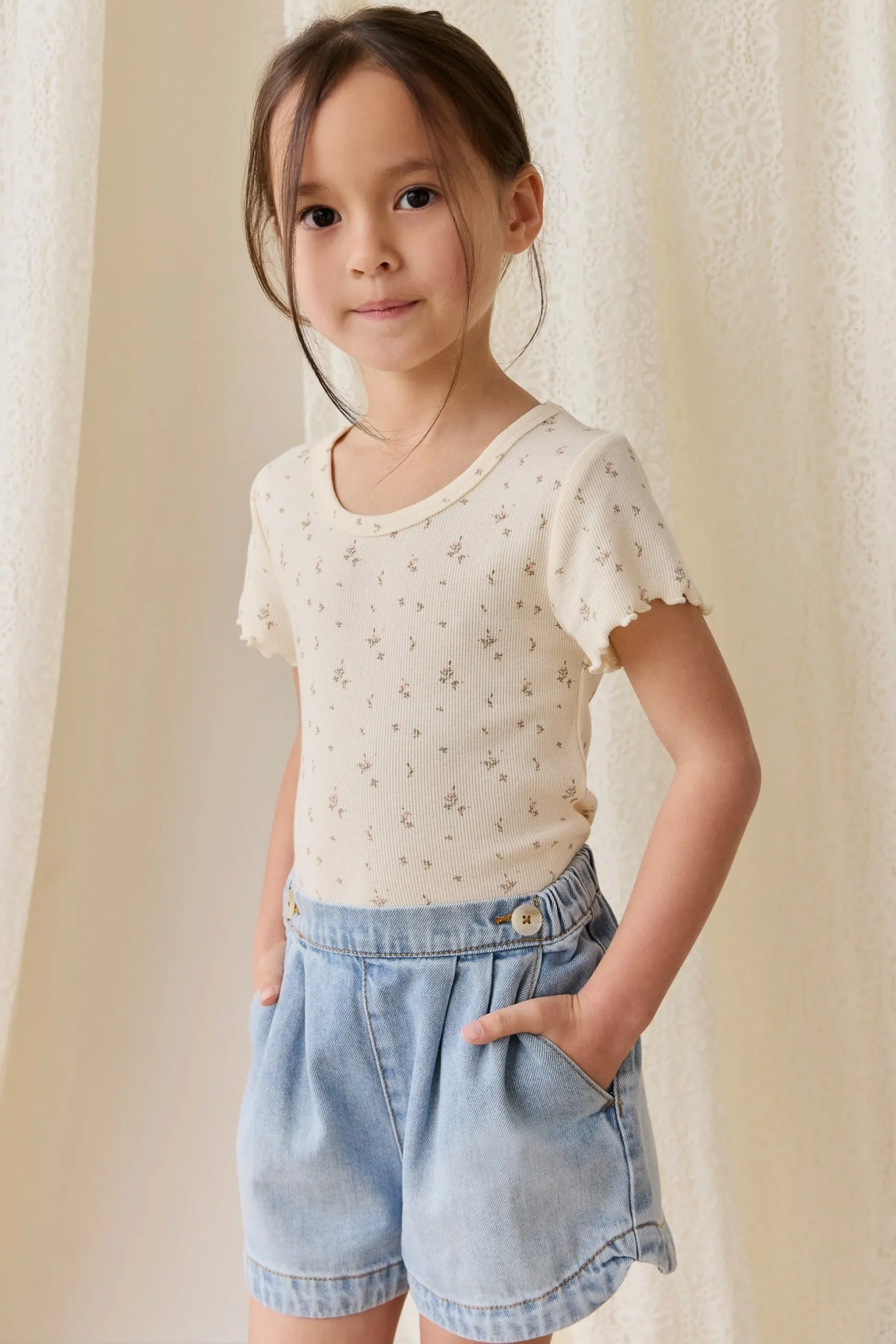 Organic Cotton Fine Rib Ines Top - Dina Antique