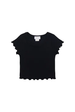 Organic Cotton Fine Rib Ines Top - Ebony