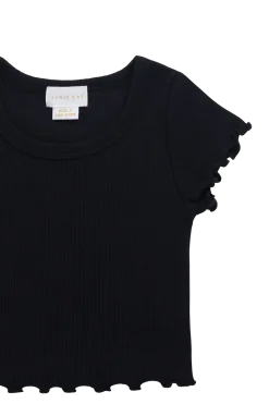Organic Cotton Fine Rib Ines Top - Ebony