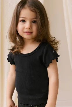 Organic Cotton Fine Rib Ines Top - Ebony