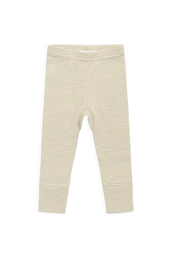 Organic Cotton Fine Rib Wiley Legging - Petite Stripe Hay/Cloud
