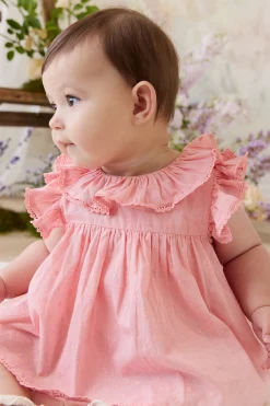 Organic Cotton Frannie Playsuit - Swiss Pink