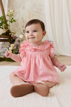 Organic Cotton Frannie Playsuit - Swiss Pink