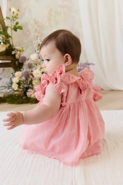 Organic Cotton Frannie Playsuit - Swiss Pink
