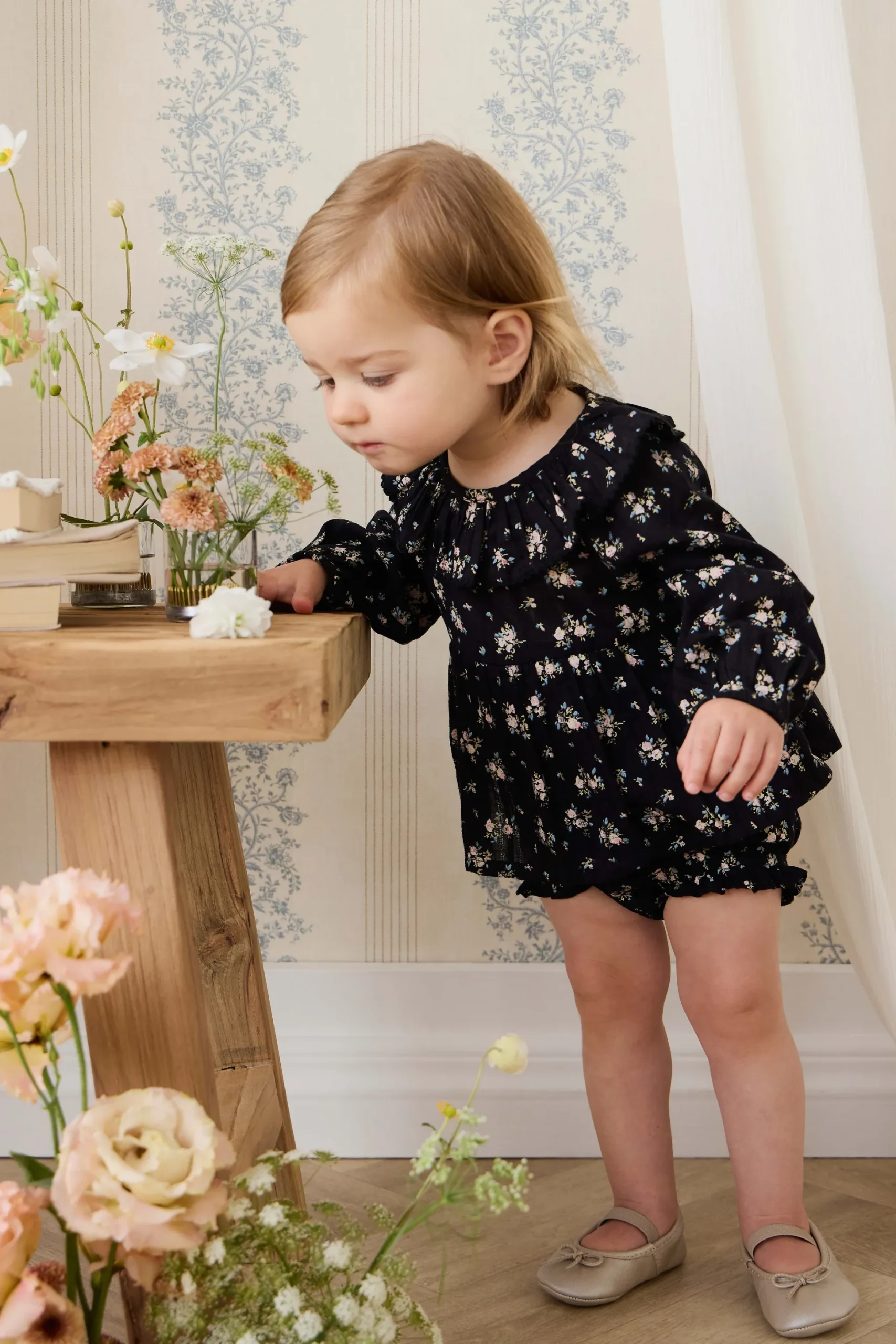 Organic Cotton Frill Bloomer - Cassie Caviar