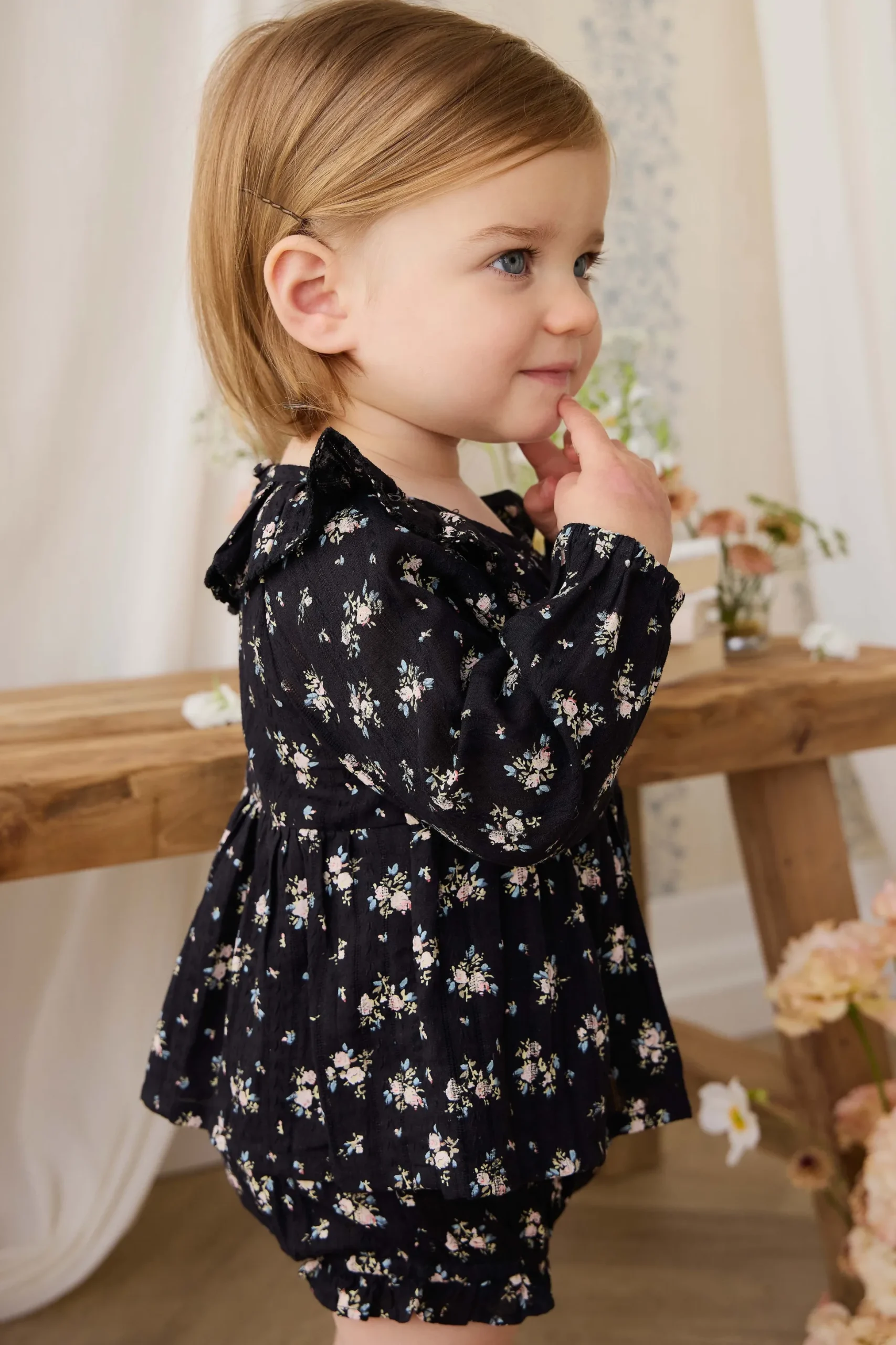 Organic Cotton Frill Bloomer - Cassie Caviar