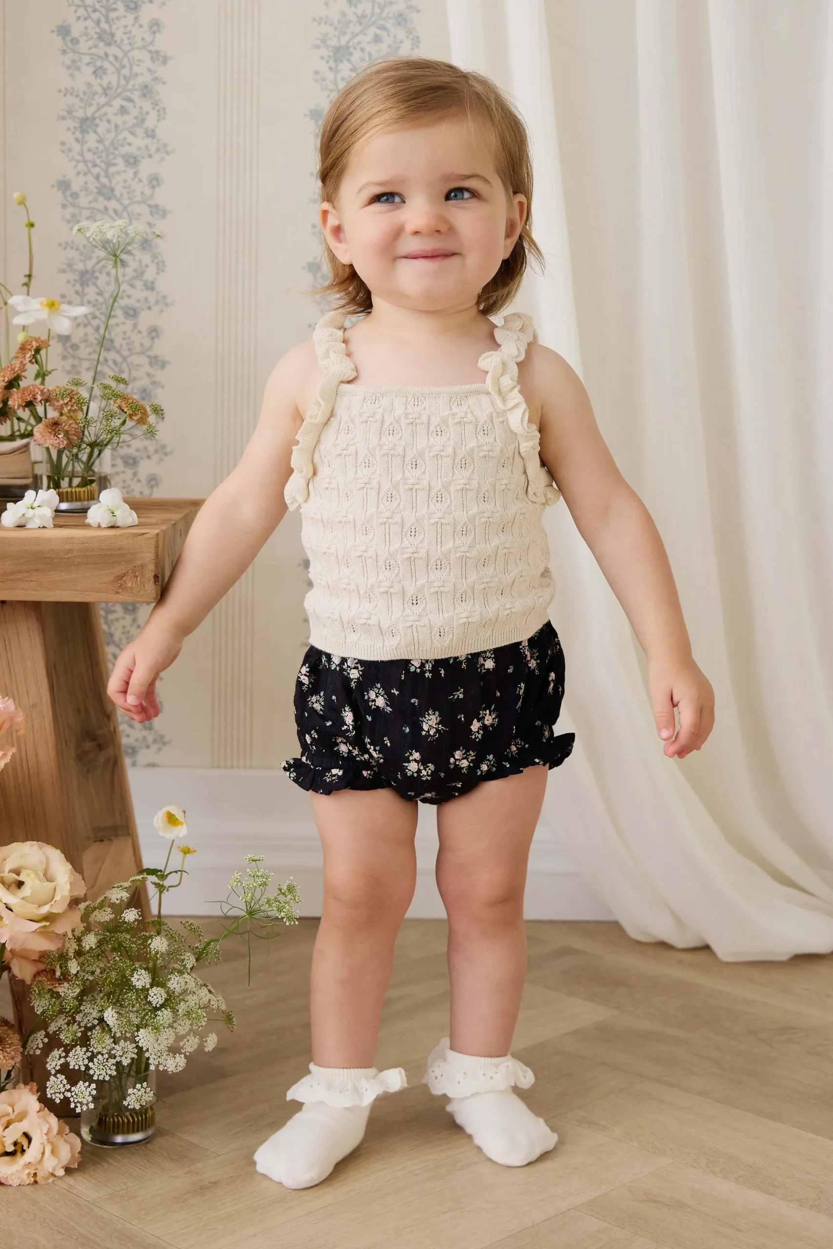 Organic Cotton Frill Bloomer - Cassie Caviar