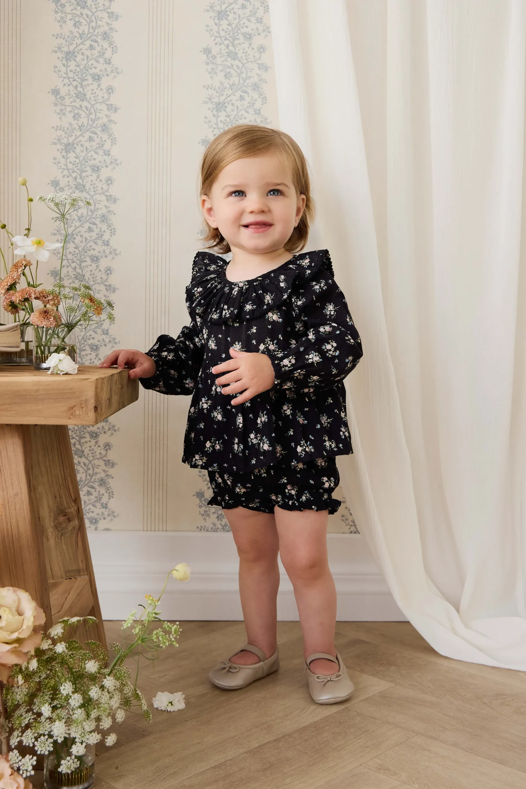 Organic Cotton Frill Bloomer - Cassie Caviar