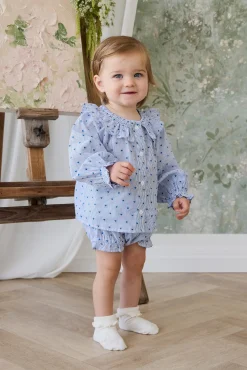 Organic Cotton Frill Bloomer - Mon Amour Stripe Indigo