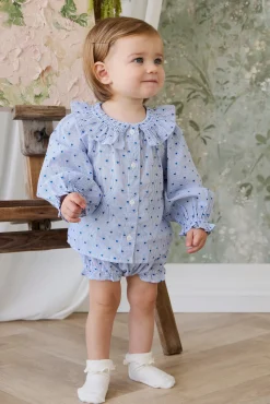Organic Cotton Frill Bloomer - Mon Amour Stripe Indigo