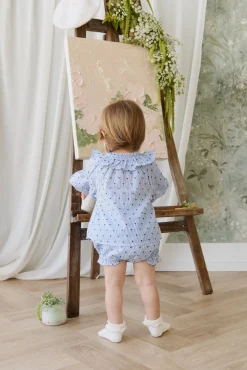 Organic Cotton Frill Bloomer - Mon Amour Stripe Indigo