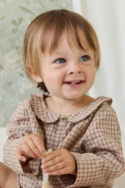 Organic Cotton Gabriel Top - Cabin Check Cocoa