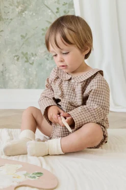 Organic Cotton Gabriel Top - Cabin Check Cocoa
