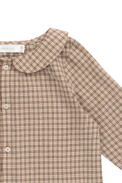 Organic Cotton Gabriel Top - Cabin Check Cocoa