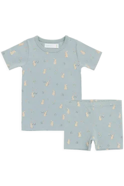 Organic Cotton Halston Short Sleeve Pyjama Set-Lapin Jardin Blue