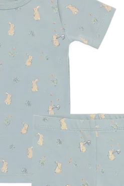 Organic Cotton Halston Short Sleeve Pyjama Set-Lapin Jardin Blue