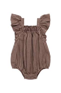 Organic Cotton Harriet Playsuit - Cinnamon Gingham