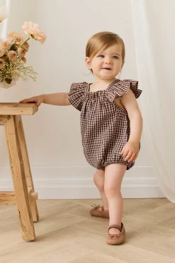 Organic Cotton Harriet Playsuit - Cinnamon Gingham
