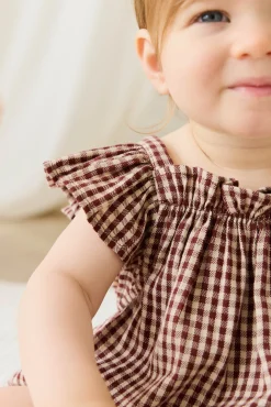 Organic Cotton Harriet Playsuit - Cinnamon Gingham