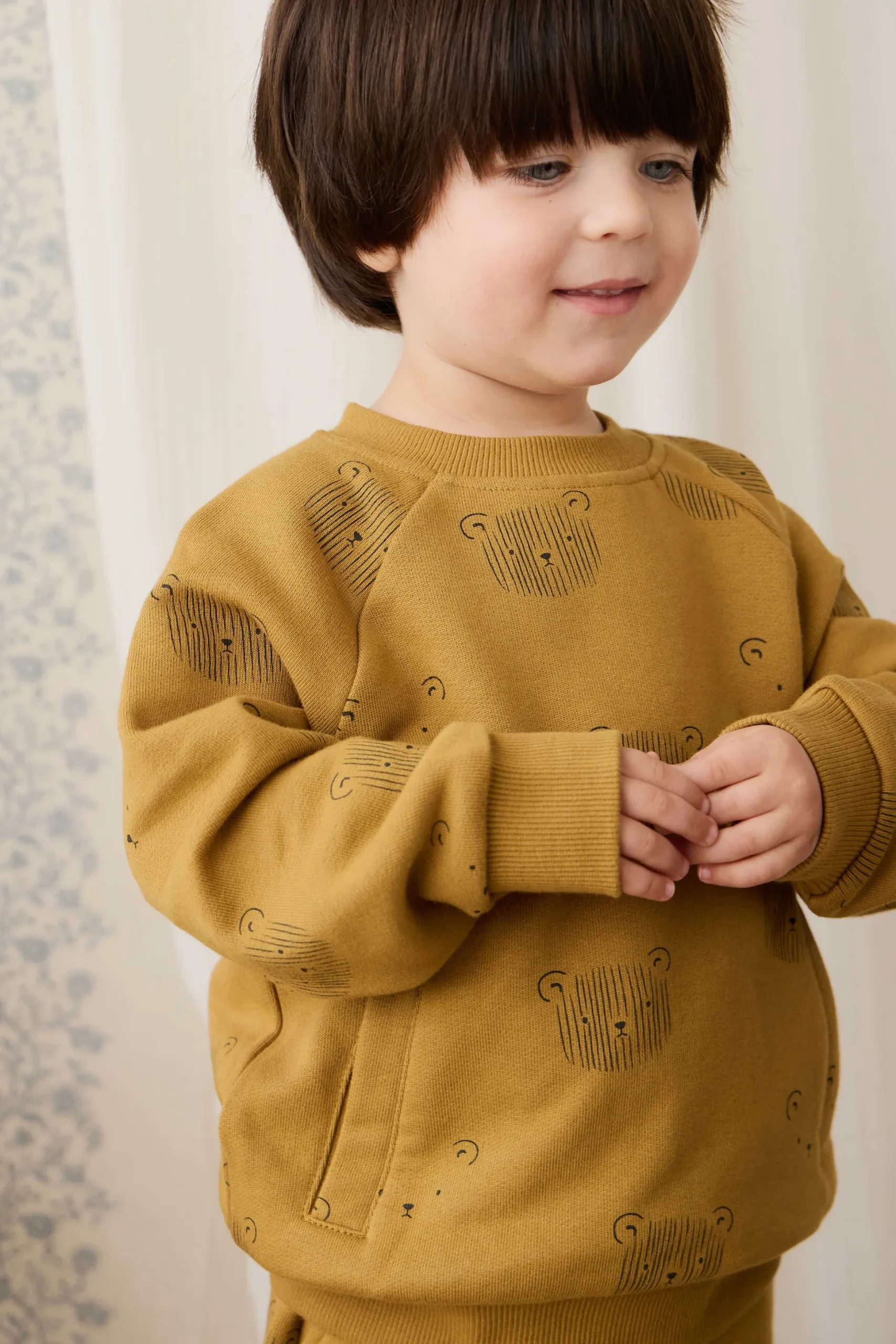 Organic Cotton Henry Sweatshirt - Buckwheat Teddy Face