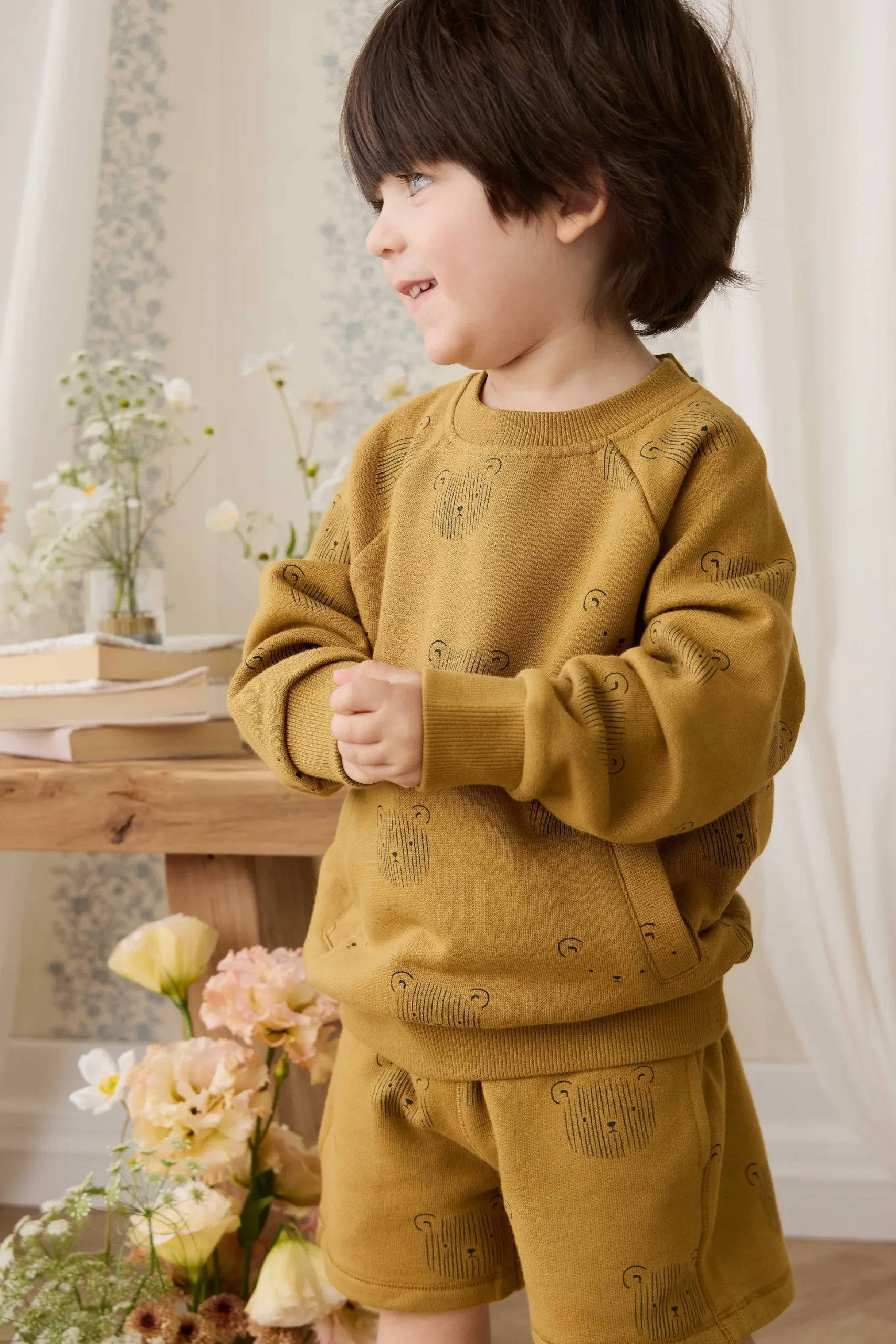 Organic Cotton Henry Sweatshirt - Buckwheat Teddy Face
