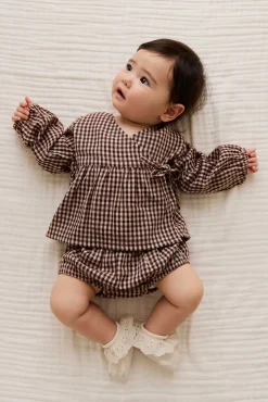 Organic Cotton Imani Blouse - Cinnamon Gingham