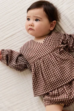 Organic Cotton Imani Blouse - Cinnamon Gingham