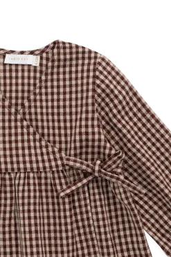 Organic Cotton Imani Blouse - Cinnamon Gingham