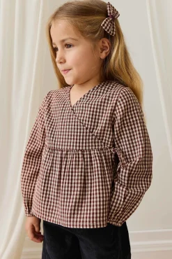 Organic Cotton Imani Blouse - Cinnamon Gingham