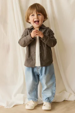 Organic Cotton Isaiah Shirt - Coffee Grid