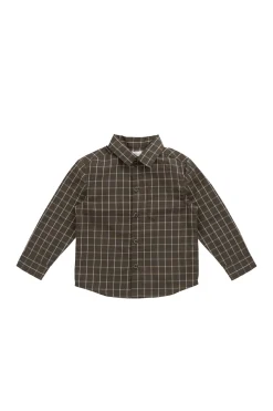 Organic Cotton Isaiah Shirt - Variegated Grid Tarmac