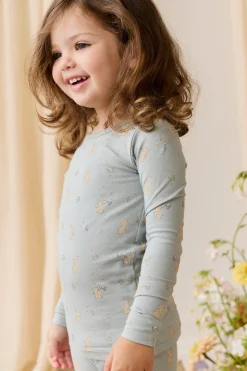 Organic Cotton Jarrah Long Sleeve Pyjama Set-Lapin Jardin Blue