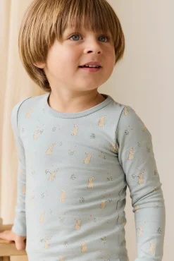 Organic Cotton Jarrah Long Sleeve Pyjama Set-Lapin Jardin Blue