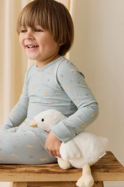 Organic Cotton Jarrah Long Sleeve Pyjama Set-Lapin Jardin Blue